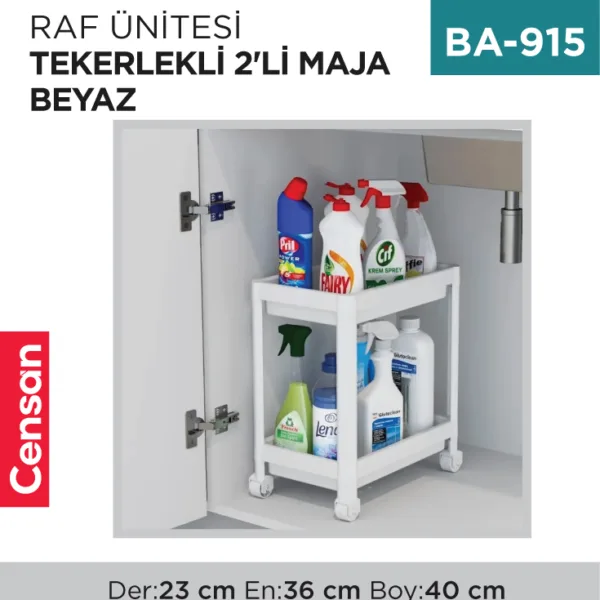 RAF ÜNİTESİ TEKERLEKLİ 2Lİ MAJA BEYAZ (0912)