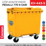 ÇÖP KONTEYNERİ PEDALLI 770 LT SARI