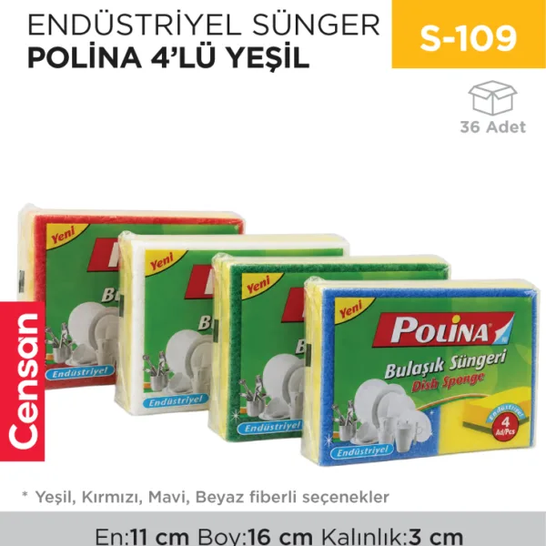 ENDÜSTRİYEL SÜNGER POLİNA 4LÜ (2233)