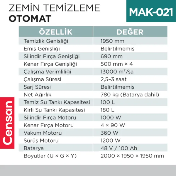 ZEMİN TEMİZLEME OTOMAT (UTP738B)