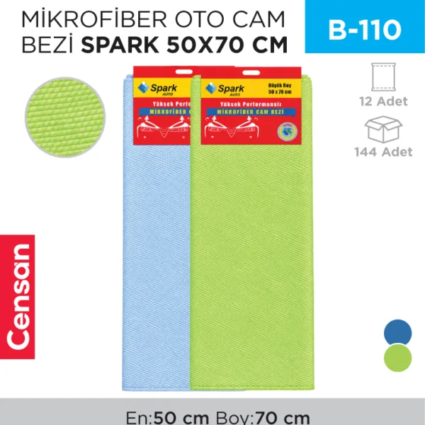 MİKROFİBER OTO CAM BEZİ SPARK 50*70 CM (2311)