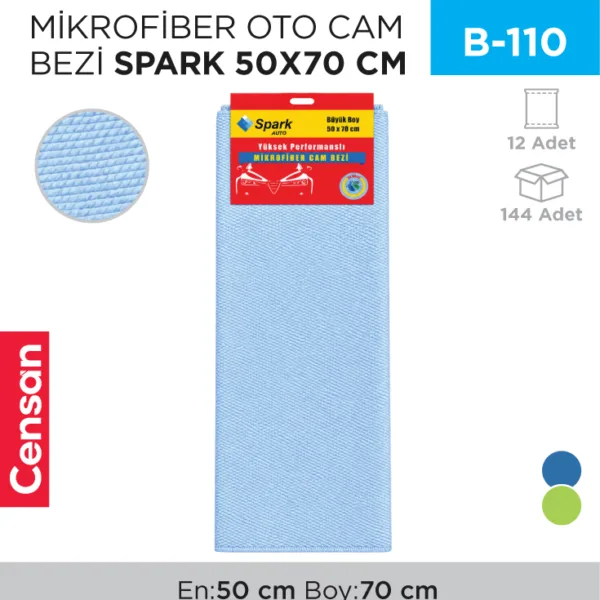 MİKROFİBER OTO CAM BEZİ SPARK 50*70 CM (2311)