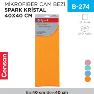 MİKROFİBER CAM BEZİ SPARK KRİSTAL 40*40 CM (MC5540)
