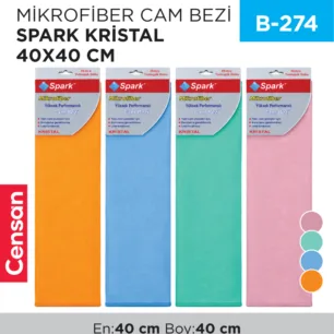MİKROFİBER CAM BEZİ SPARK KRİSTAL 40*40 CM (MC5540)