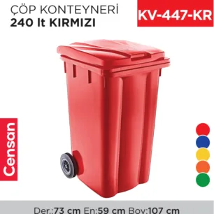 ÇÖP KONTEYNERİ 240 LT KIRMIZI (6510)